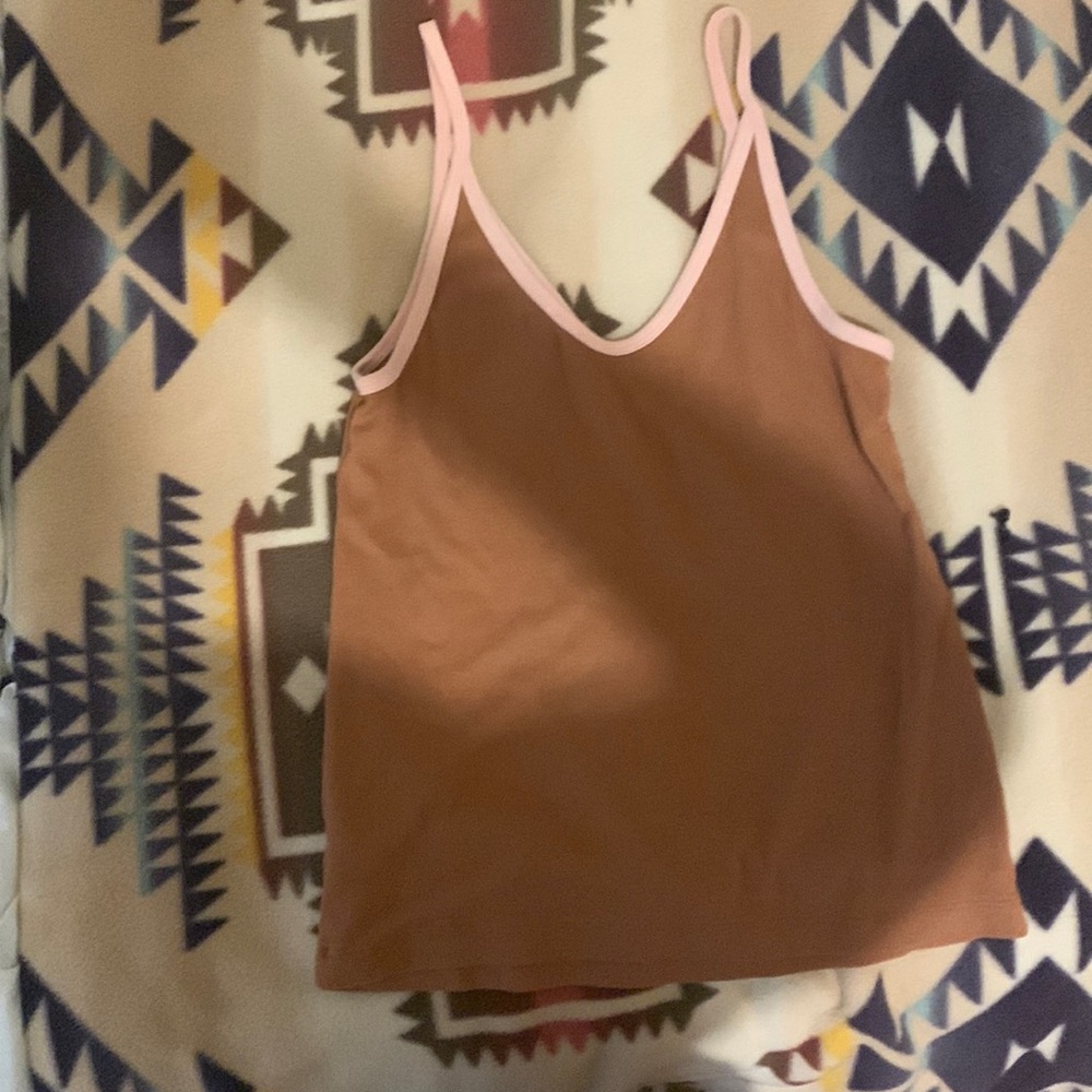 Brown tank top with pink liner